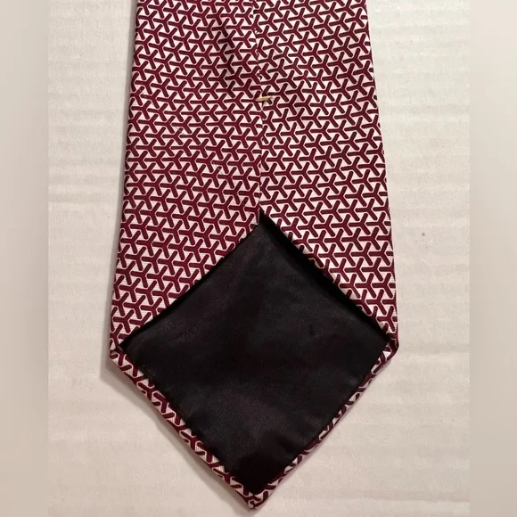 Oscar de la Renta 100% Silk Formal Holiday Red Pattern Tie Business Professional - Picture 4 of 6